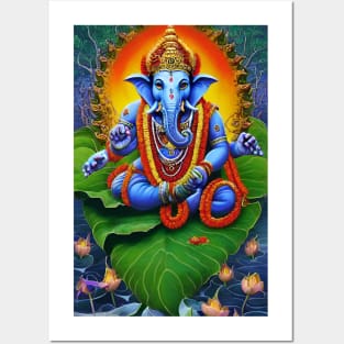 Ganesh lotus blossom Posters and Art